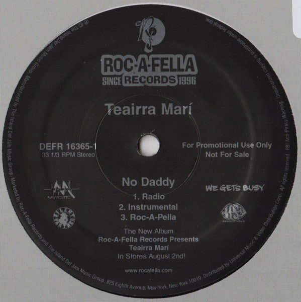 Teairra Mari : No Daddy (12", Single, Promo)