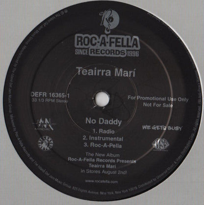 Teairra Mari : No Daddy (12", Single, Promo)