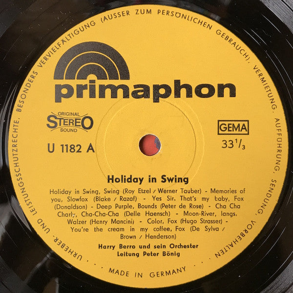 Tanzorchester Harry Berro Leitung Peter Bönig : Holiday In Swing (Evergreens  Zum Tanzen Mit Dem Orchester Eric Bühle) (LP)