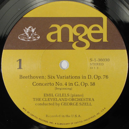 Emil Gilels, George Szell, The Cleveland Orchestra / Ludwig van Beethoven : Piano Concerto No. 4 In G / Six Variations On A Turkish March, Op. 76 (LP, Album)