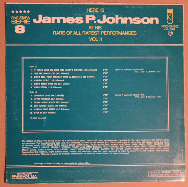 James Price Johnson : At His Rare Of All Rarest Performances Vol. 1 (LP)