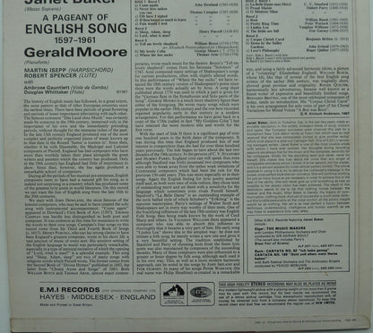 Janet Baker, Gerald Moore : A Pageant Of English Song (LP)