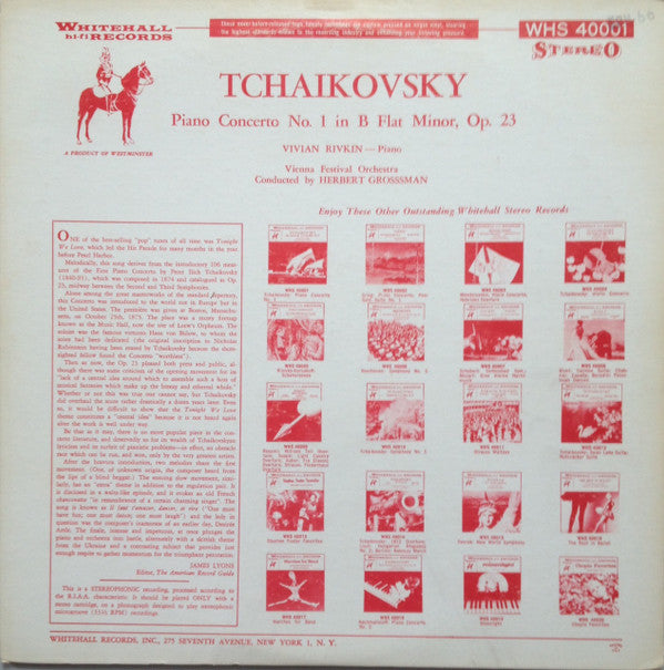 Pyotr Ilyich Tchaikovsky, Vivian Rivkin, Wiener Festspielorchester, Herbert Grossman : Piano Concerto No. 1 In B Flat Minor, Op. 23 (LP, Album)