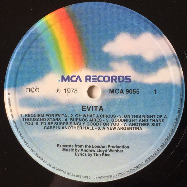 Andrew Lloyd Webber And Tim Rice : Evita: Original London Cast Recording (LP, Album)