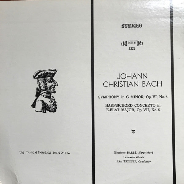 Johann Christian Bach, Henriette Barbé, Camerata Zürich, Räto Tschupp : Symphony In G Minor, Op. VI, No. 6 / Harpsichord Concerto In E-Flat Major, Op. VII, No. 5 (LP)