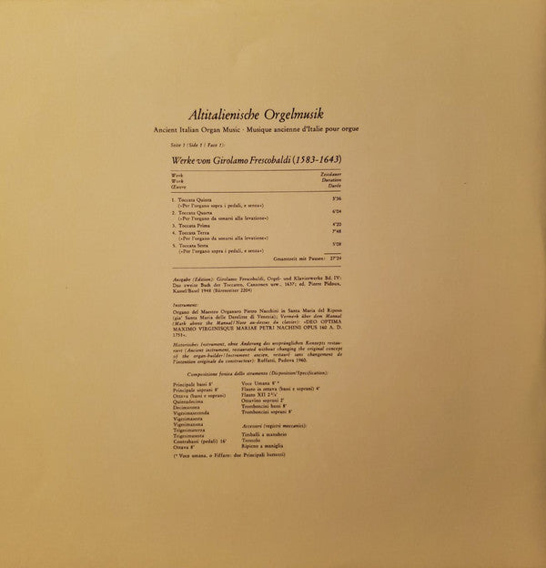 Fernando Germani : Altitalienische Orgelmusik (LP, Gat)