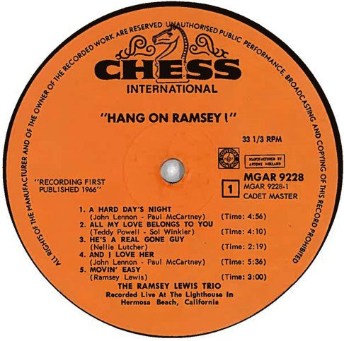 The Ramsey Lewis Trio : Hang On Ramsey! (LP, Album)