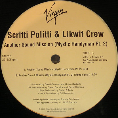 Scritti Politti & Likwit Crew : Another Sound Mission (Mystic Handyman Pt 2) (12", Promo)