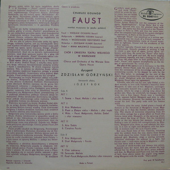 Charles Gounod, Chór Teatru Wielkiego W Warszawie, Orkiestra Teatru Wielkiego W Warszawie , Dyrygent Zdzisław Górzyński : Faust (Opera W Przekroju) (LP, Mono)