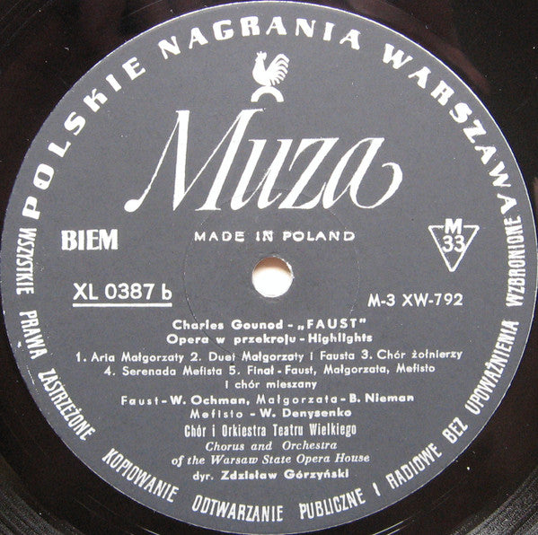 Charles Gounod, Chór Teatru Wielkiego W Warszawie, Orkiestra Teatru Wielkiego W Warszawie , Dyrygent Zdzisław Górzyński : Faust (Opera W Przekroju) (LP, Mono)