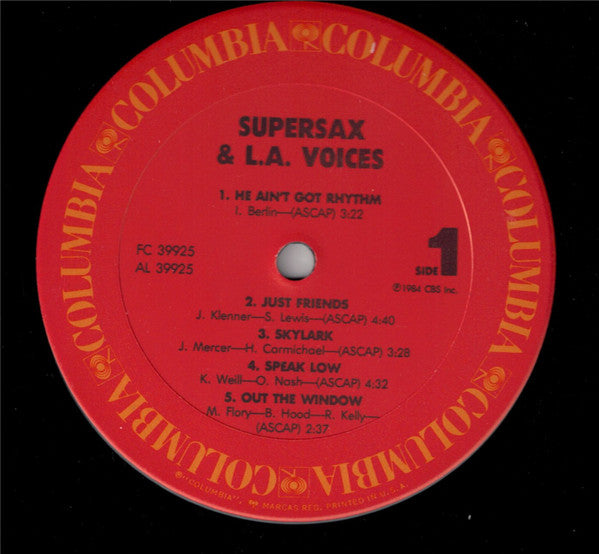 Supersax & L. A. Voices : Supersax & L.A. Voices Volume 2 (LP, Album, Pit)