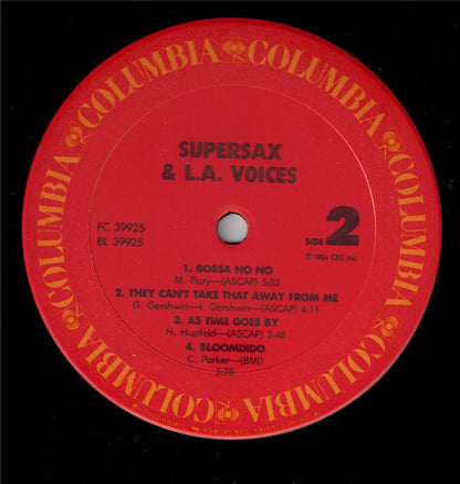 Supersax & L. A. Voices : Supersax & L.A. Voices Volume 2 (LP, Album, Pit)