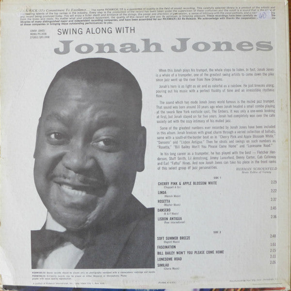 Jonah Jones : Swing Along With Jonah Jones (LP, Comp)