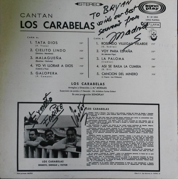 Los Carabelas : Cantan (LP, Album)