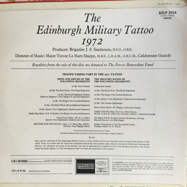 Various : Edinburgh Military Tattoo 1972 (LP, Album)