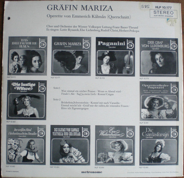 Emmerich Kálmán : Gräfin Mariza (Querschnitt) (LP)