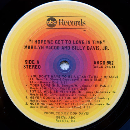 Marilyn McCoo & Billy Davis Jr. : I Hope We Get To Love In Time (LP, Album, Pit)