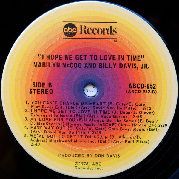 Marilyn McCoo & Billy Davis Jr. : I Hope We Get To Love In Time (LP, Album, Pit)