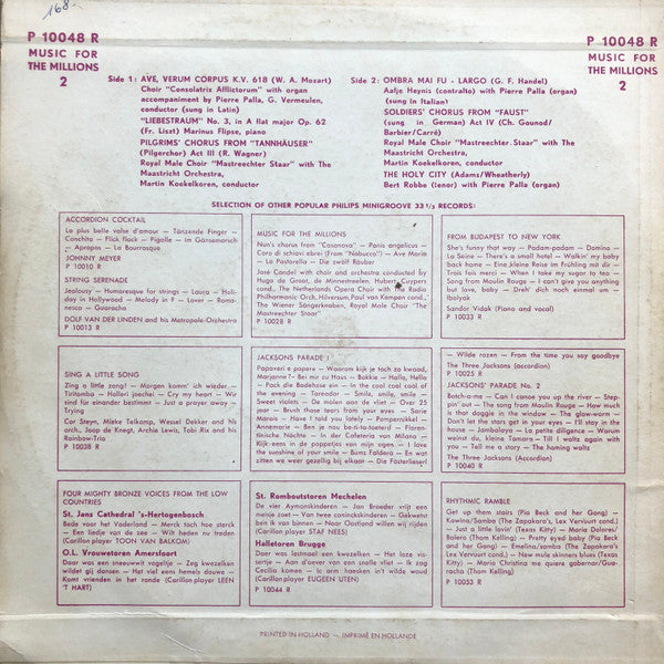 Various : Music For The Millions no. 2 (10", Mono)