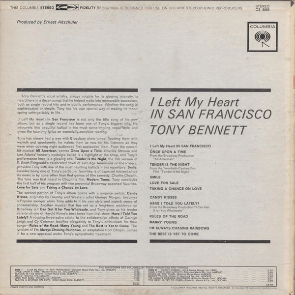 Tony Bennett : I Left My Heart In San Francisco (LP, Album, RE)