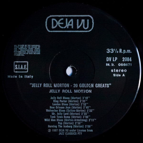 Jelly Roll Morton : Jelly Roll Morton - 20 Golden Greats (LP, Album, Comp)