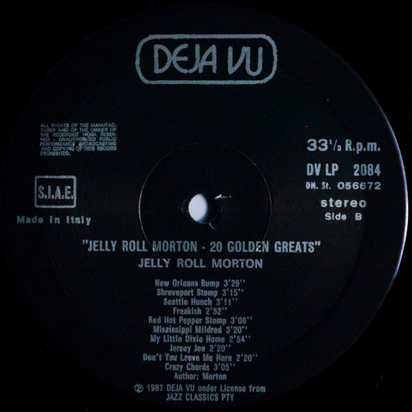 Jelly Roll Morton : Jelly Roll Morton - 20 Golden Greats (LP, Album, Comp)