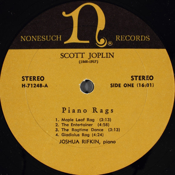 Scott Joplin, Joshua Rifkin : Piano Rags (LP, Album, RE)