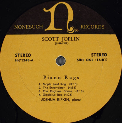 Scott Joplin, Joshua Rifkin : Piano Rags (LP, Album, RE)