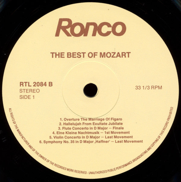 Wolfgang Amadeus Mozart : The Best Of Mozart (LP, Comp)