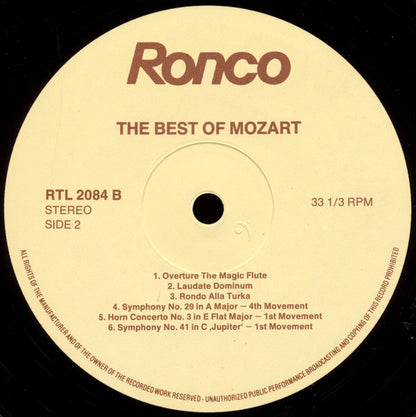 Wolfgang Amadeus Mozart : The Best Of Mozart (LP, Comp)