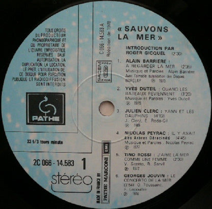 Various : Sauvons La Mer (LP, Comp, RE)