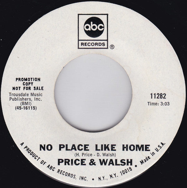 Price & Walsh : Sentimental Lisa / No Place Like Home (7", Single, Promo)