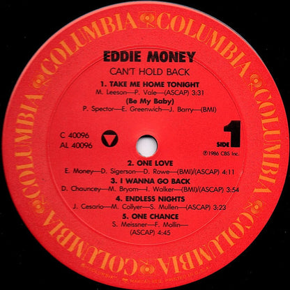 Eddie Money : Can't Hold Back (LP, Album)