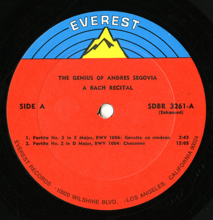 Andrés Segovia : The Genius Of Andrés Segovia - A Bach Recital (LP, Album)