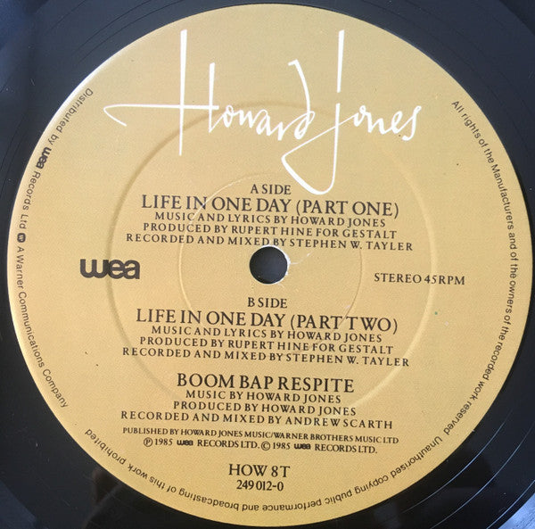 Howard Jones : Life In One Day (12", Single, Dam)