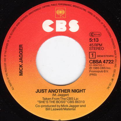 Mick Jagger : Just Another Night (7", Single)