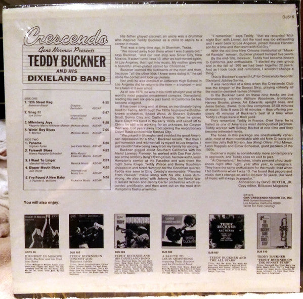 Teddy Buckner And His Dixieland Band : Gene Norman Presents Teddy Buckner And His Dixieland Band (LP, Album, Mono)