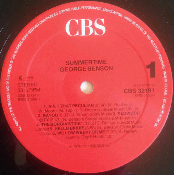 George Benson : Summertime (LP, Comp, RE)