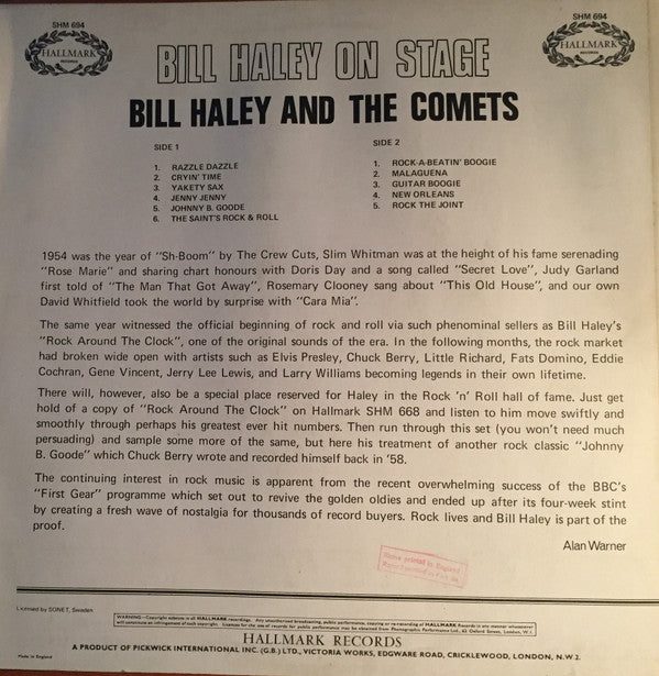 Bill Haley And His Comets : Bill Haley On Stage (LP, Album)