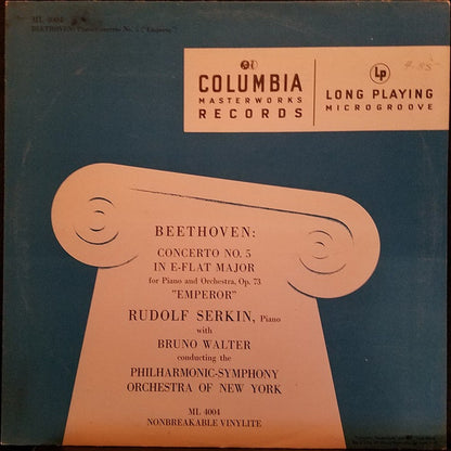 Ludwig van Beethoven - Rudolf Serkin , Piano Bruno Walter Conducting The The New York Philharmonic Orchestra : Concerto No. 5 In E Flat Major, Op. 73 "Emperor" (LP, Mono)