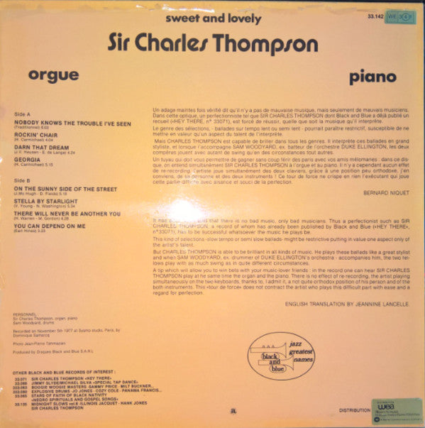 Sir Charles Thompson : Sweet And Lovely (LP, Album)