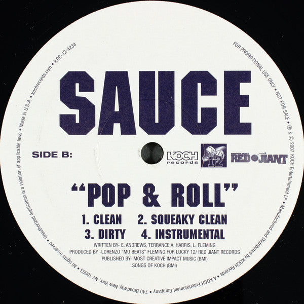 Sauce (2) : $ 1000 Dollar Fit / Pop & Roll  (12", Promo)