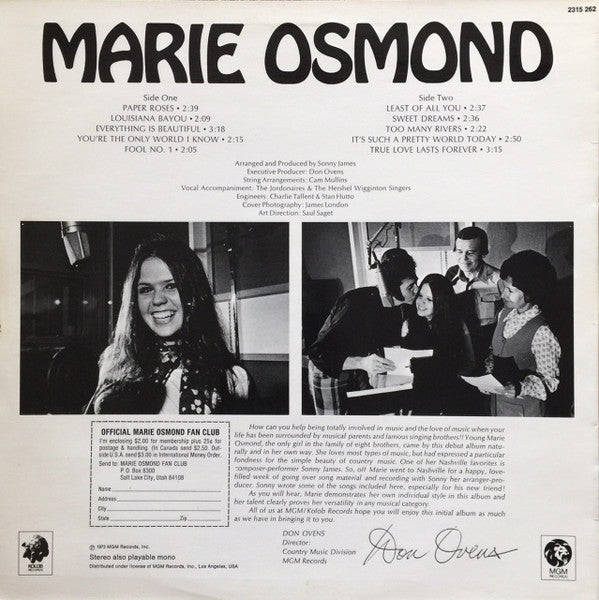 Marie Osmond : Paper Roses (LP, Album)