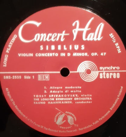 Jean Sibelius : Violin Concerto In D Minor (LP)