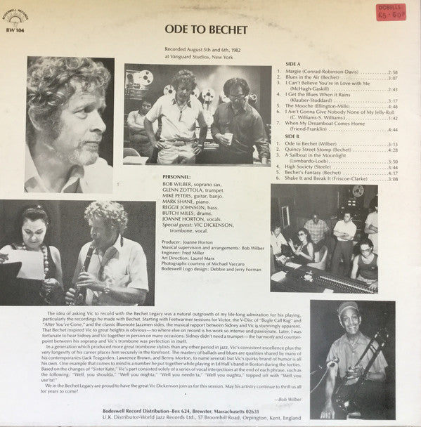 Bob Wilber And The Bechet Legacy : Ode To Bechet (LP, Album)