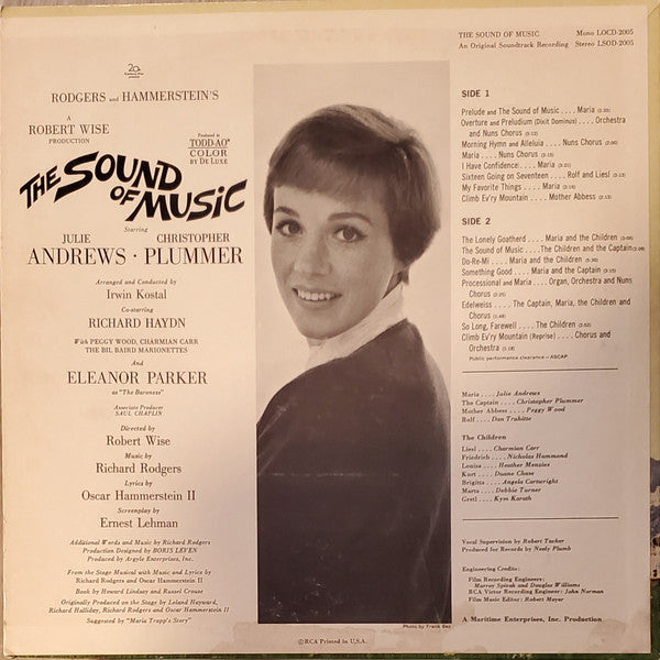 Rodgers & Hammerstein / Julie Andrews, Christopher Plummer, Irwin Kostal : The Sound Of Music (An Original Soundtrack Recording) (LP, Album, Mono)