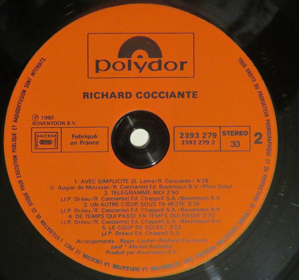 Riccardo Cocciante : Richard Cocciante (LP, Album, Gat)