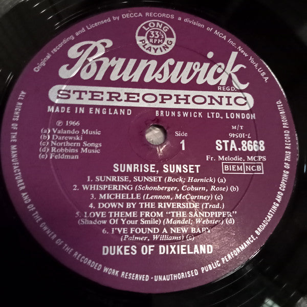 The Dukes Of Dixieland : Sunrise, Sunset (LP)