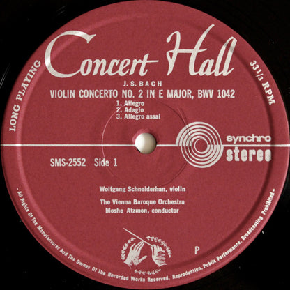 Johann Sebastian Bach, Wolfgang Schneiderhan, The Vienna Baroque Orchestra : Concertos Pour Violon Et Orchestre No 1 Et No 2 (LP)