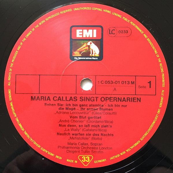 Maria Callas : Maria Callas Singt Opernarien (LP, Mono)